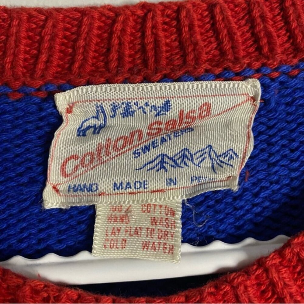Vintage Handmade 100% Cotton Crewneck 3D Derby Knit Sweater - Picture 6 of 8